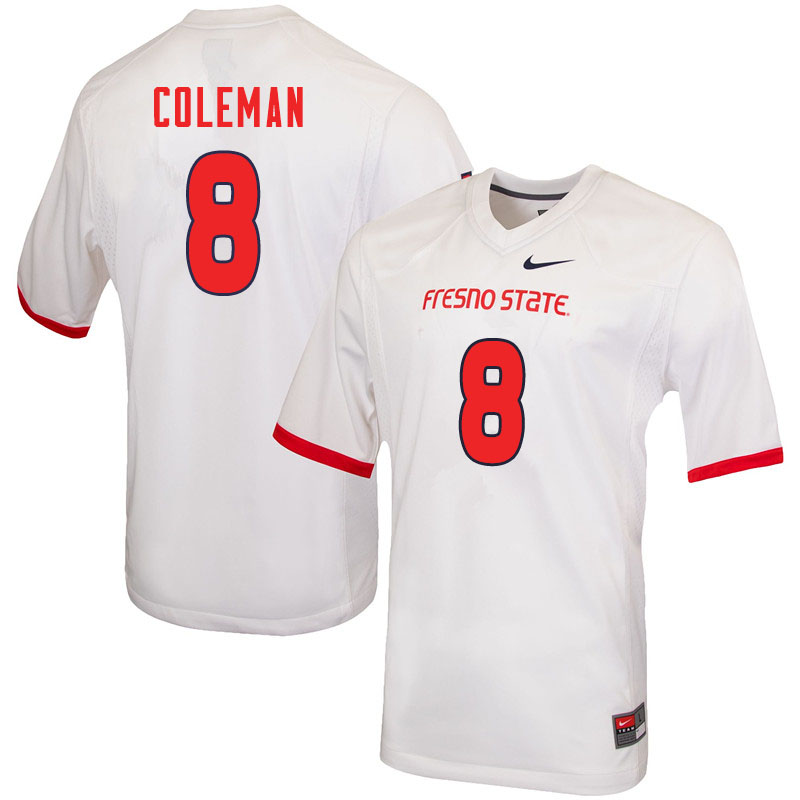 Men #8 Chris Coleman Fresno State Bulldogs College Football Jerseys Sale-White - Click Image to Close